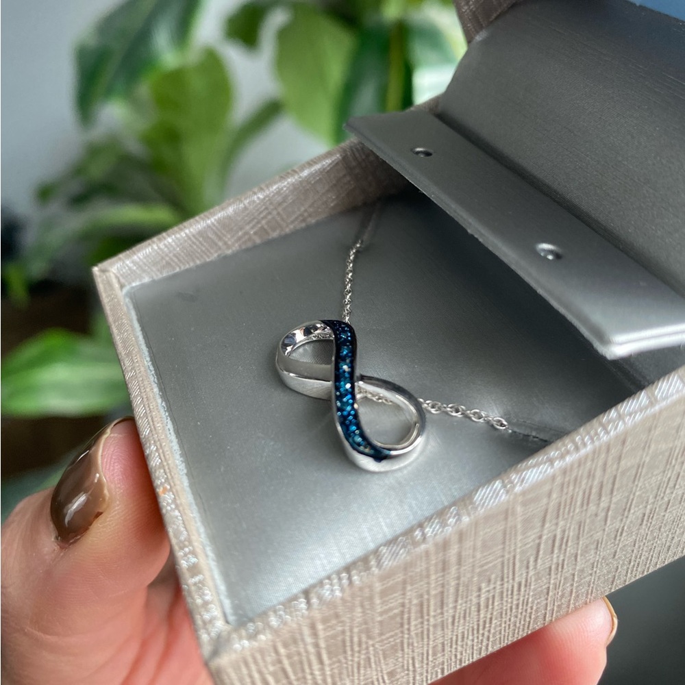 Infinity blue diamond accent necklace Sterling silver